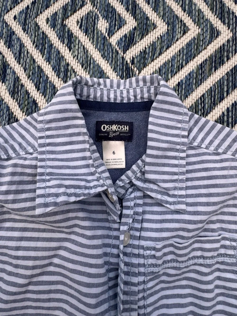 OshKosh B'gosh Gray & White Striped Button-Down Shirt
